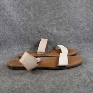 Time and Tru Shoes Womens 8 Sandals Slides Two Strap Open Toe Flats Fashion Tan